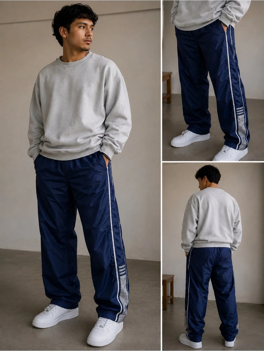 Adidas Blue Windbreaker Track Pants – Men’s 2XL – Swishy Nylon – Y2K Athletic